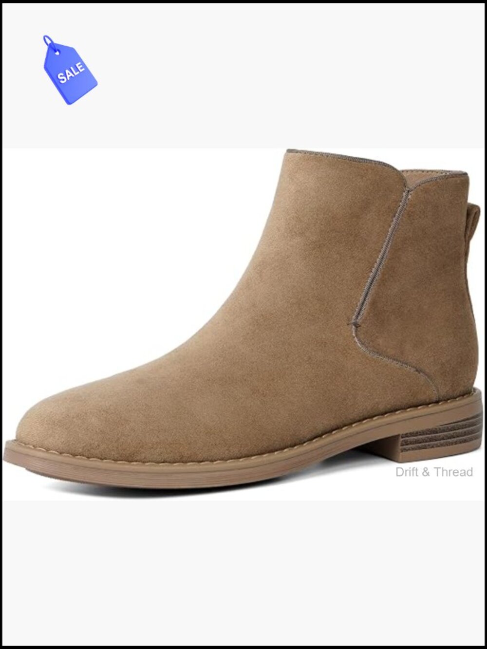 Women's Side Zip Ankle Boots Low Heel Round Toe Faux Leather Booties